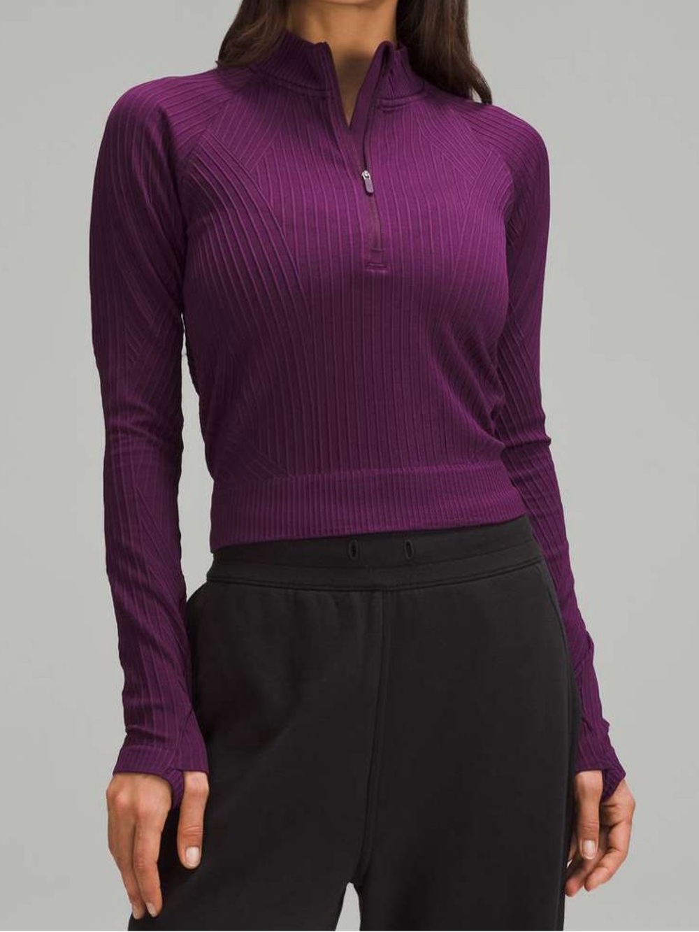 Lululemon Rest Less Cropped Half Zip 6 Dramatic Magenta Purple NWT $118